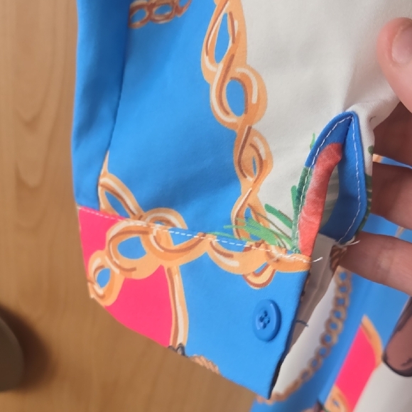 Vibrant Long Sleeve Dress with Artistic Print, IYKYK, Miami Horseshow, Small EUC - Picture 8 of 11